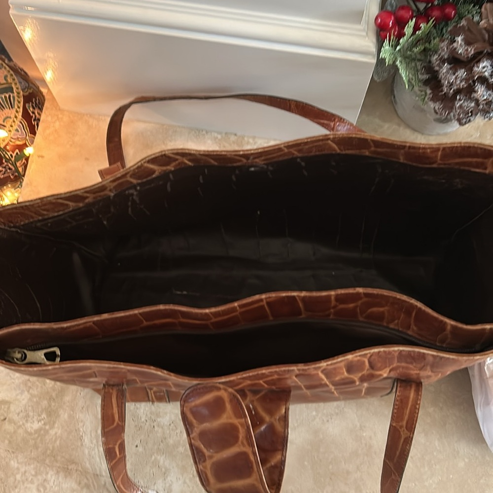 Michael Rome Chestnut Croc-Pattern Tote - Picture 3 of 9
